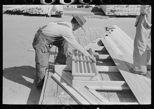 House plant. Setting louver in gable end frame. Southeast Missouri Farms Project