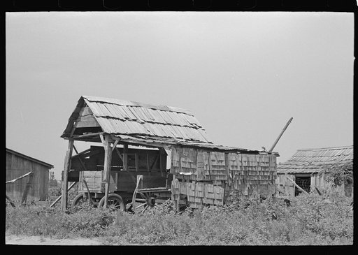 Untitled photo, possibly related to: Shed for wagon storage, New Madrid County, Missouri