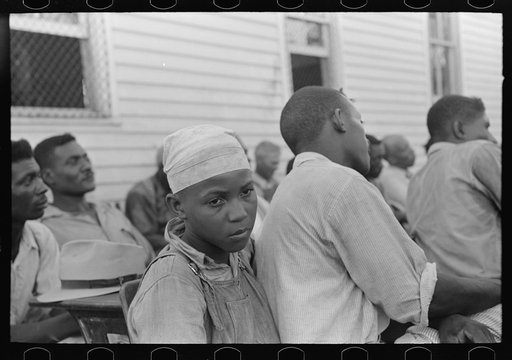 Untitled photo, possibly related to: Negro clients listening to talk by project manager, Southeast Missouri Farms