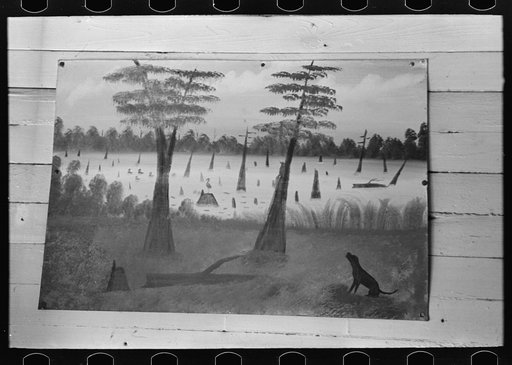Primitive American art, work of local artist in store, La Forge, Missouri