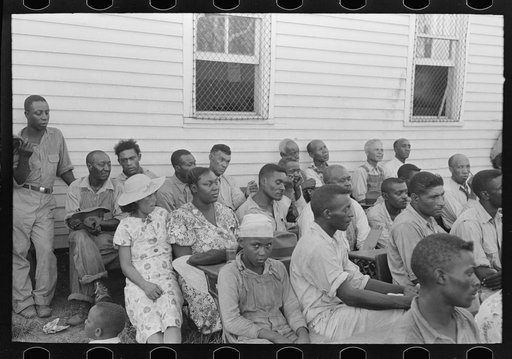 Group of Negro clients at meetings, Southeast Missouri Farms
