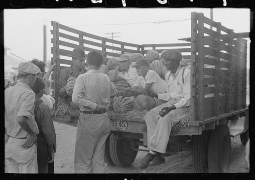 Watermelons for sale, Saturday afternoon, Steele, Missouri