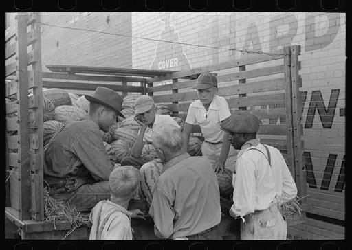 Watermelon peddlers and buyers, Steele, Missouri