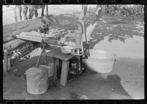 Water supply, near house occupied by FSA (Farm Security Administration) client, near Caruthersville, Missouri