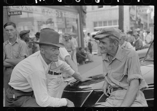 Farmers conversing, Caruthersville, Missouri
