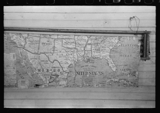 Map in Negro school, Southeast Missouri Farms