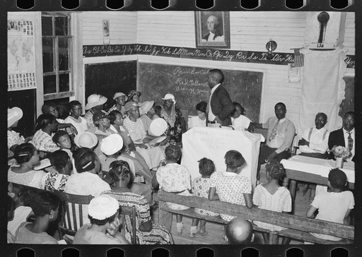 Group of Negroes at revival meeting, La Forge, Missouri