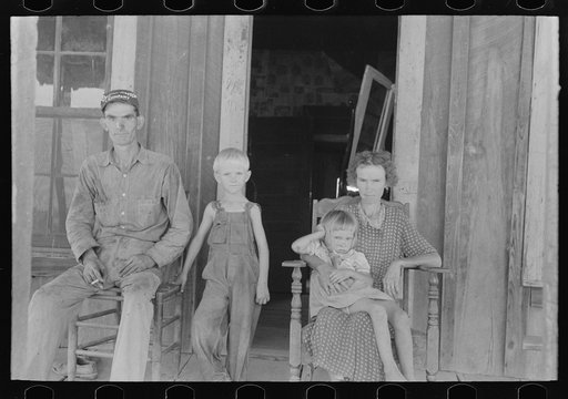 Family squatting on FSA (Farm Security Administration) property, Caruthersville, Missouri