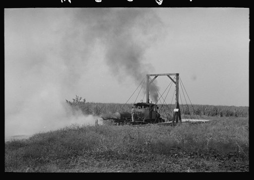 Untitled photo, possibly related to: Weed burner in operation near Jeanerette, Louisiana