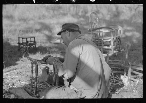Untitled photo, possibly related to: Camp of migrant cane chair maker near Paradis, Louisiana