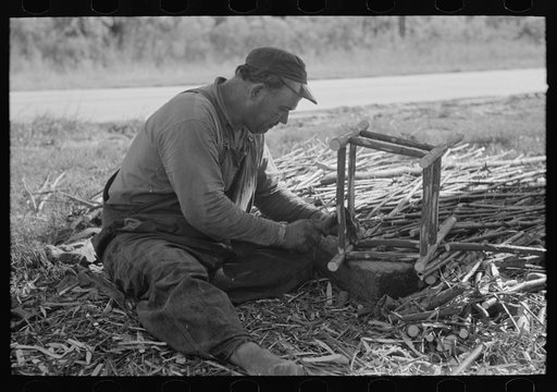 Untitled photo, possibly related to: Camp of migrant cane chair maker near Paradis, Louisiana