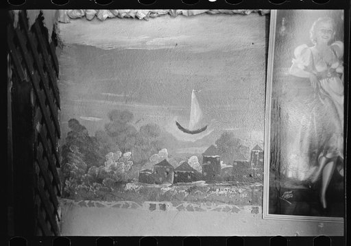 Primitive painting in saloon, Decatur Street, New Orleans, Louisiana