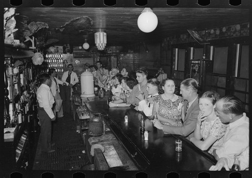 Drinking at the bar, crab boil night, Raceland, Louisiana
