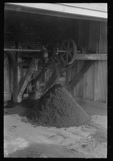 Refuse from rice mill constitutes a very small percentage of total. Most of the byproducts have found a use and consumption. State mill, Abbeville, Louisiana