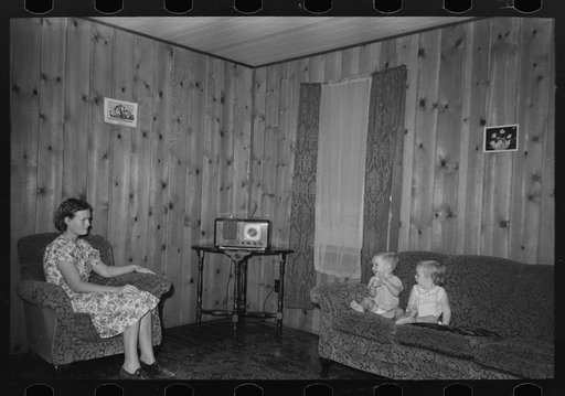 Living room in project home, Lake Dick, Arkansas