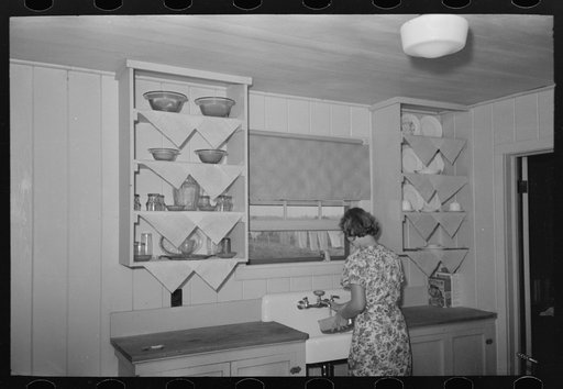 Kitchen in farm home, Lake Dick Project, Arkansas