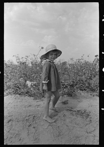 Child of farmer in cotton field, Lake Dick Project, Arkansas