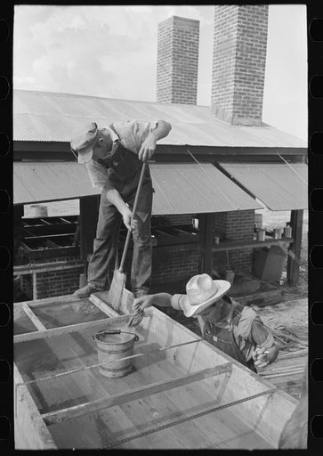 Cleaning vats used in production of syrup from sorghum, Lake Dick Project, Arkansas