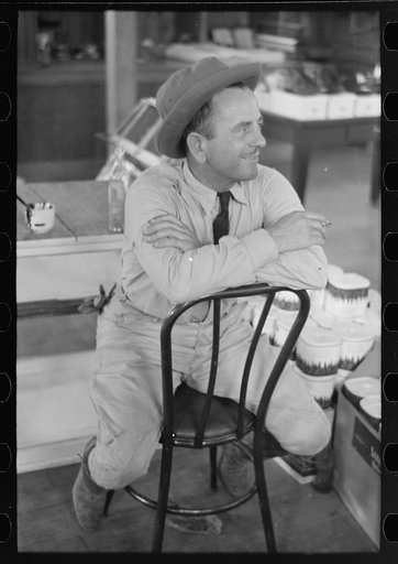 Untitled photo, possibly related to: Farmer in store, Lake Dick Project, Arkansas