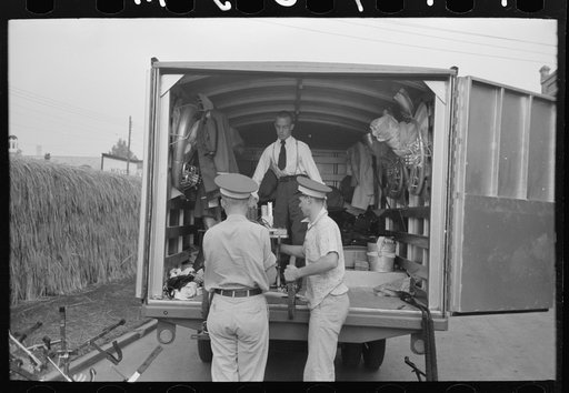Untitled photo, possibly related to: Interior of truck used for transportation of band instruments, Crowley, Louisiana