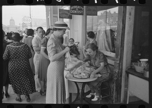Untitled photo, possibly related to: Sandwiches for sale by local organization, National Rice Festival, Crowley, Louisiana