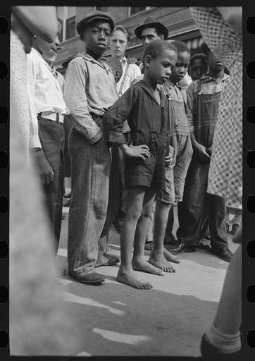 Negro boys in crowd, National Rice Festival, Crowley, Louisiana