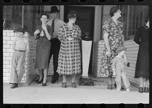 Spectators waiting for parade, National Rice Festival, Crowley, Louisiana