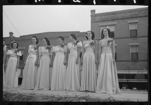 Untitled photo, possibly related to: Princesses at the National Rice Festival, Crowley, Louisiana. There were thirty of these chosen from different communities throughout the rice section, the Queen being chosen from them