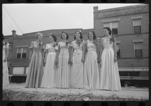 Untitled photo, possibly related to: Princesses at the National Rice Festival, Crowley, Louisiana. There were thirty of these chosen from different communities throughout the rice section, the Queen being chosen from them