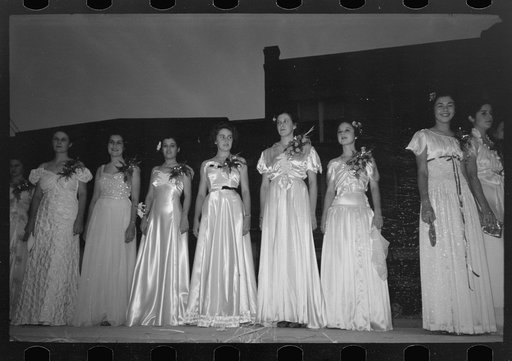 Untitled photo, possibly related to: Princesses at the National Rice Festival, Crowley, Louisiana. There were thirty of these chosen from different communities throughout the rice section, the Queen being chosen from them