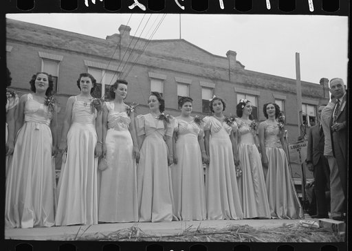 Untitled photo, possibly related to: Princesses at the National Rice Festival, Crowley, Louisiana. There were thirty of these chosen from different communities throughout the rice section, the Queen being chosen from them