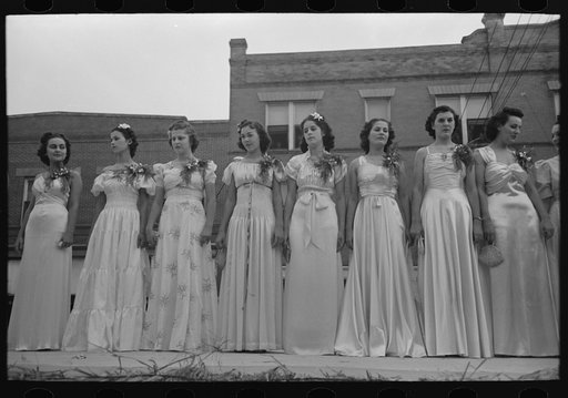 Princesses at the National Rice Festival, Crowley, Louisiana. There were thirty of these chosen from different communities throughout the rice section, the Queen being chosen from them