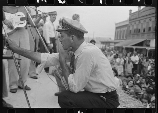 Untitled photo, possibly related to: Bass viol player, Cajun band contest, National Rice Festival, Crowley, Louisiana