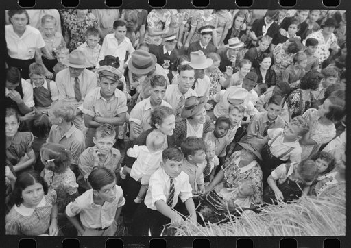 Detail of crowd of spectators, National Rice Festival, Crowley, Louisiana, listening to Cajun band