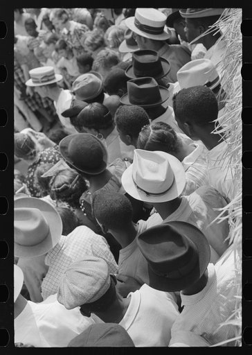 Detail of crowd watching street dance, National Rice Festival, Crowley, Louisiana