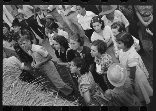 Detail of crowd listening to Cajun band contest, National Rice Festival, Crowley, Louisiana