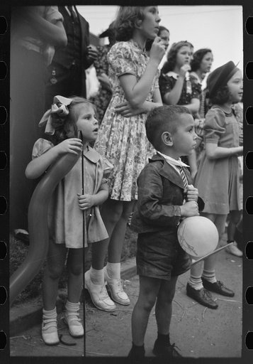 Children watching parade pass by, National Rice Festival, Crowley, Louisiana