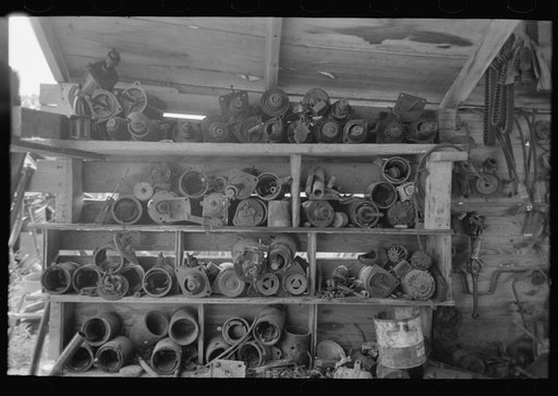 Automobile parts at junkyard near Abbeville, Louisiana