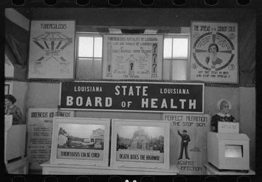 Untitled photo, possibly related to: Display of state board of health at fair, Donaldsonville, Louisiana