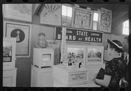 Untitled photo, possibly related to: Display of state board of health at fair, Donaldsonville, Louisiana