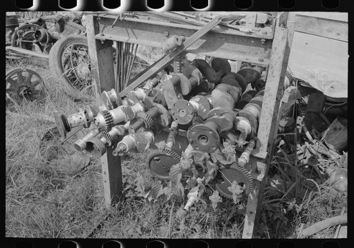 Group of automobile crankshafts in junkyard, Abbeville, Louisiana