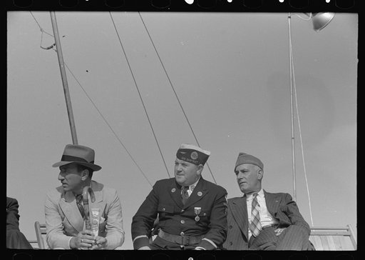 State commander of the American Legion with officials on platform, state fair, Donaldsonville, Louisiana