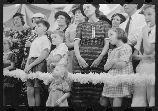 Untitled photo, possibly related to: Group of people watching magician, state fair, Donaldsonville, Louisiana