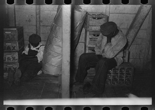Untitled photo, possibly related to: Negro stevedores sleeping on pile of lumber on bow of packet boat on Mississippi River below New Orleans, "El Rito"
