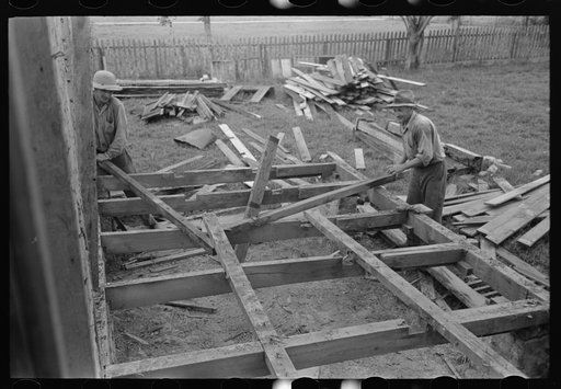 Wrecking porch of old house near Edgard, Louisiana