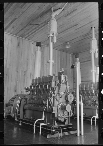 Untitled photo, possibly related to: Diesel engines at electric power station near Burrwood, Louisiana