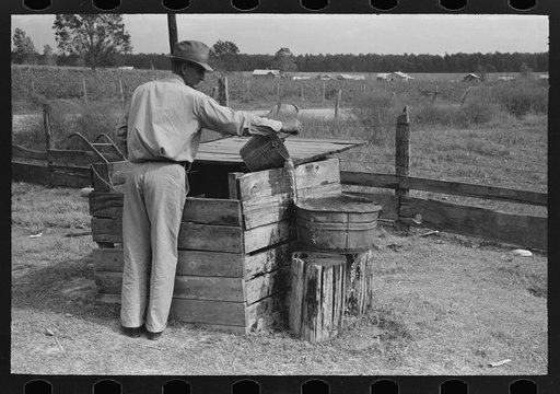 Untitled photo, possibly related to: Stock water supply of FSA (Farm Security Administration) client who will shortly be under tenant purchase, near Morganza, Louisiana