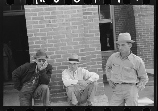 Untitled photo, possibly related to: Men in front of courthouse, Abbeville, Louisiana