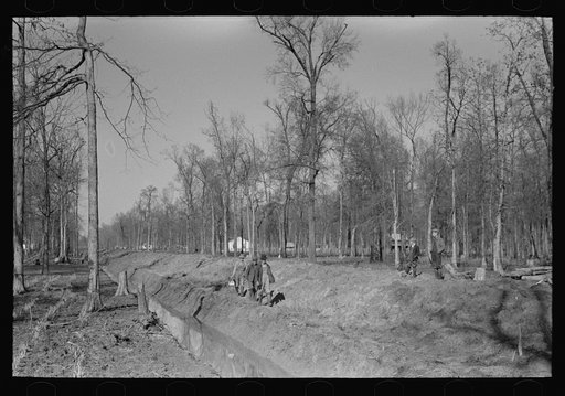 Drainage ditch running through center of project, Chicot Farms, Arkansas