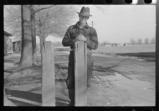Untitled photo, possibly related to: Farmers of Chicot Farms Project, Arkansas with mud sled which is used for transporting supplies